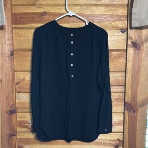 LOFT Black Button-Down Blouse